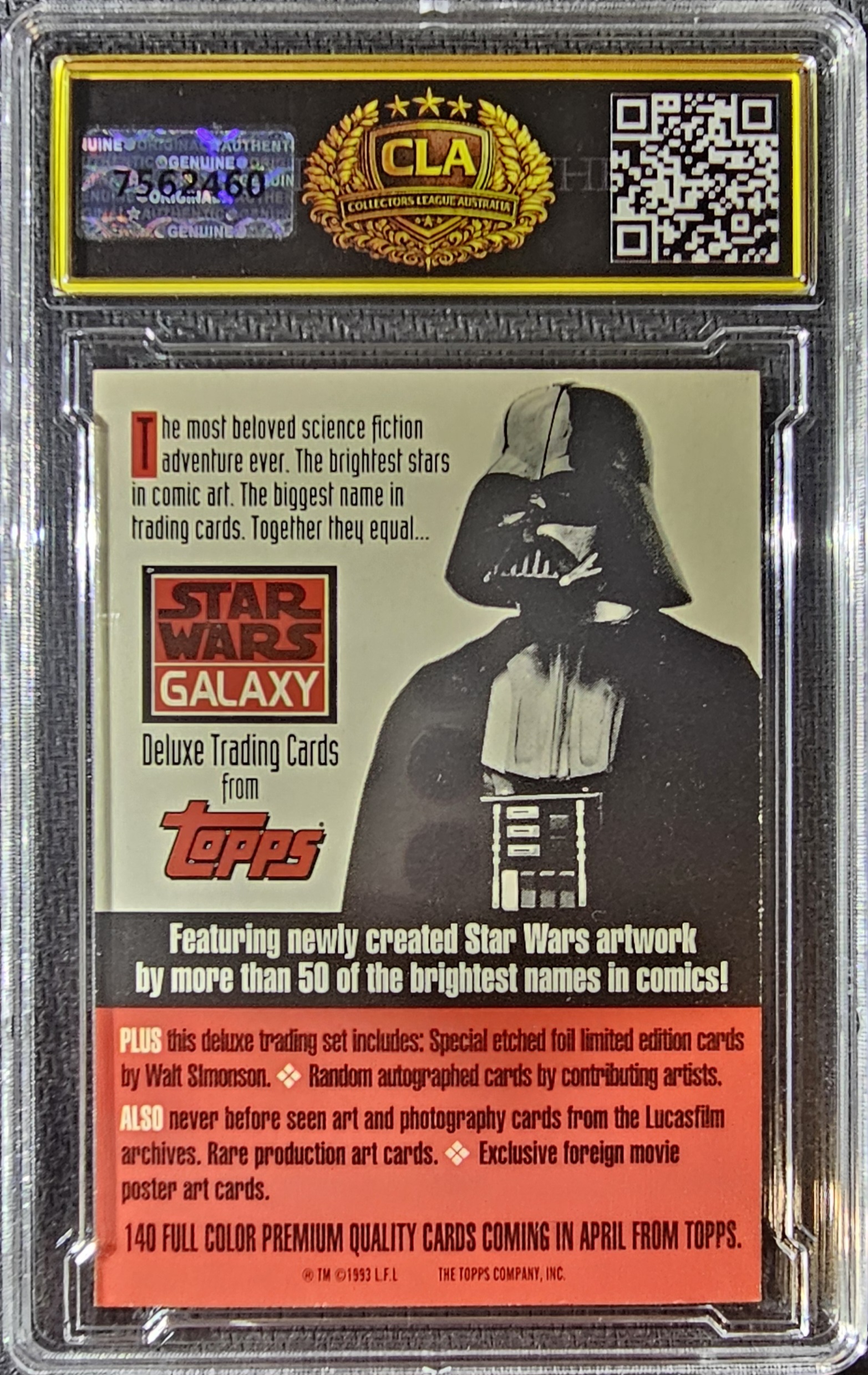 (Signed) Bobba fett — Star Wars Galaxy Series 1 (Grade: 9 - Mint) back